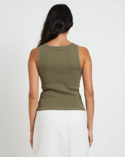 Lagoon Muscle Tank Top in Khaki