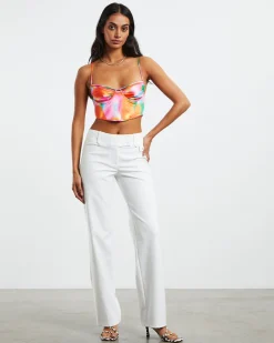 Larissa Strappy Cross Front Sateen Corset Multi Print