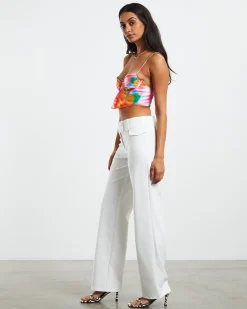 Larissa Strappy Cross Front Sateen Corset Multi Print