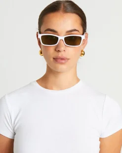 Le Sustain Plateaux Sunglasses in White/Moss Mono