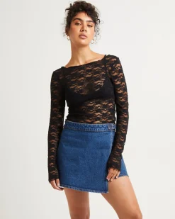 Leah Sheer Long Sleeve Lace Top