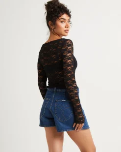 Leah Sheer Long Sleeve Lace Top