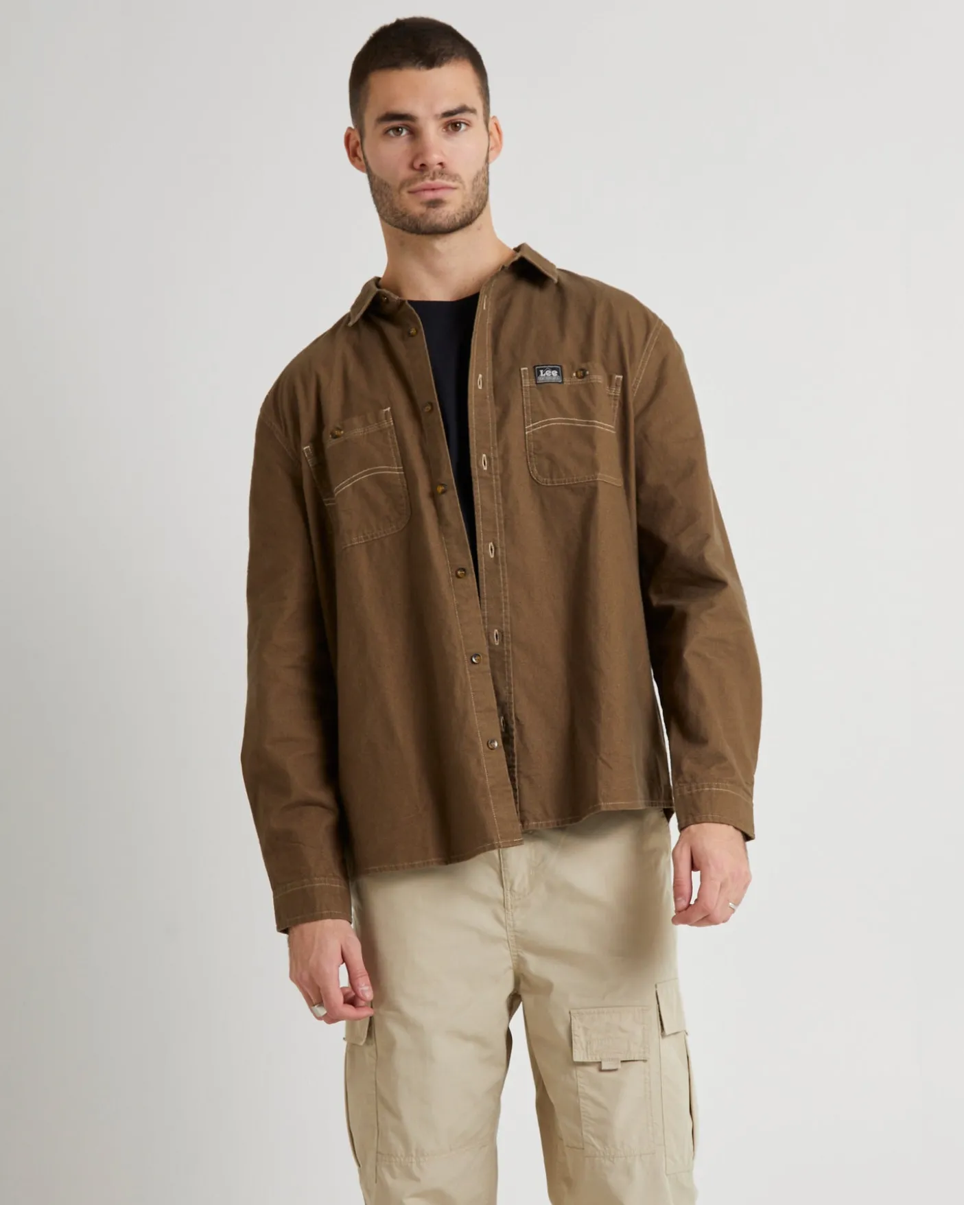 Lee Worker LS Shirt Brushed Brown
