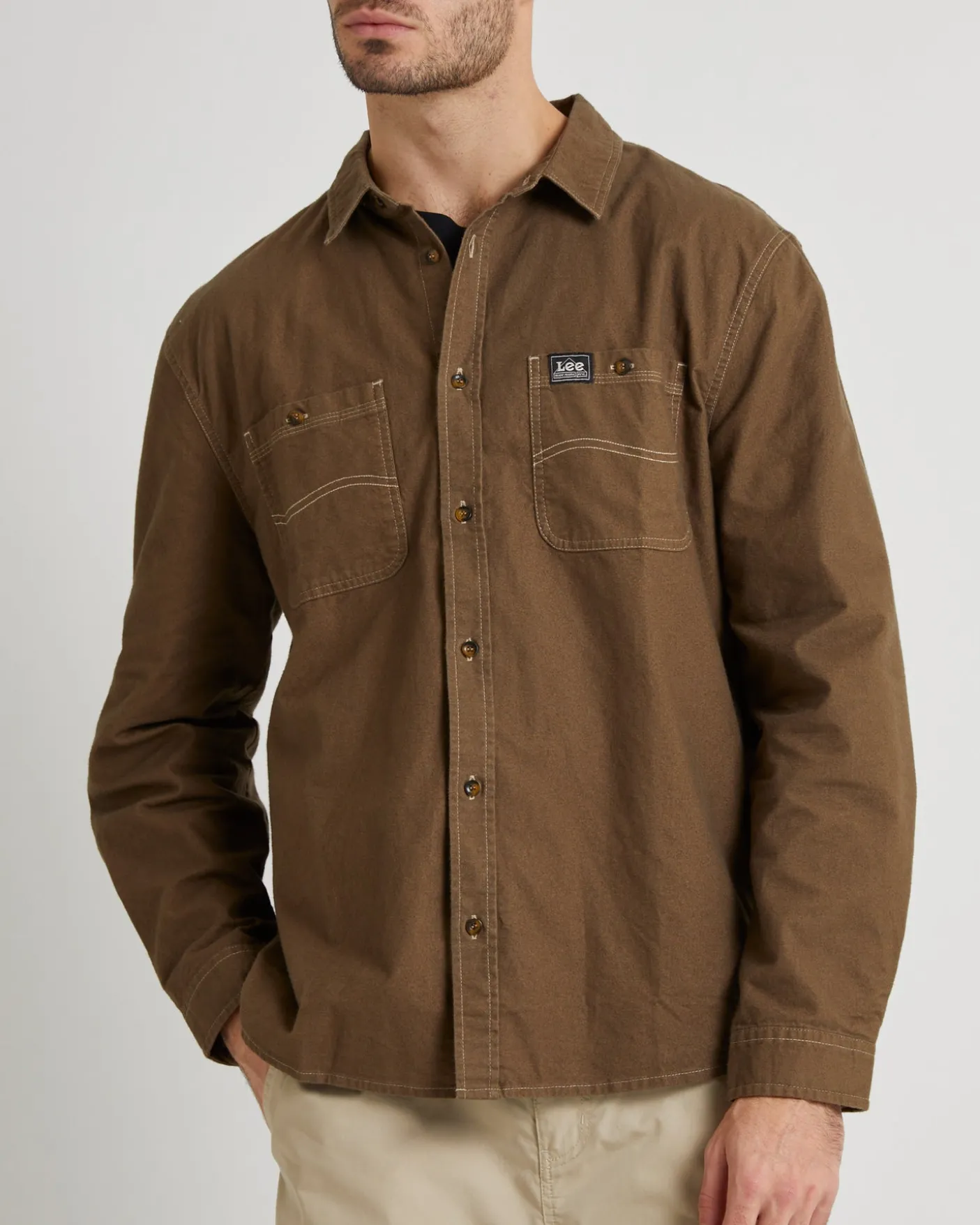 Lee Worker LS Shirt Brushed Brown