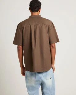 Lee Worker Short Sleeve Shirt in Linen Bark