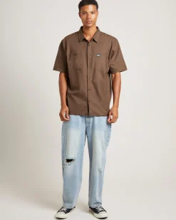Lee Worker Short Sleeve Shirt in Linen Bark