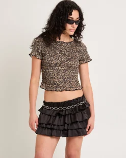 Leopard Shirred Top