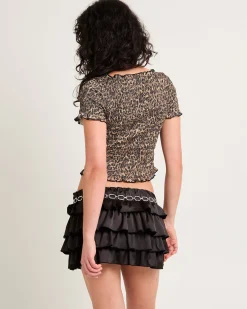 Leopard Shirred Top