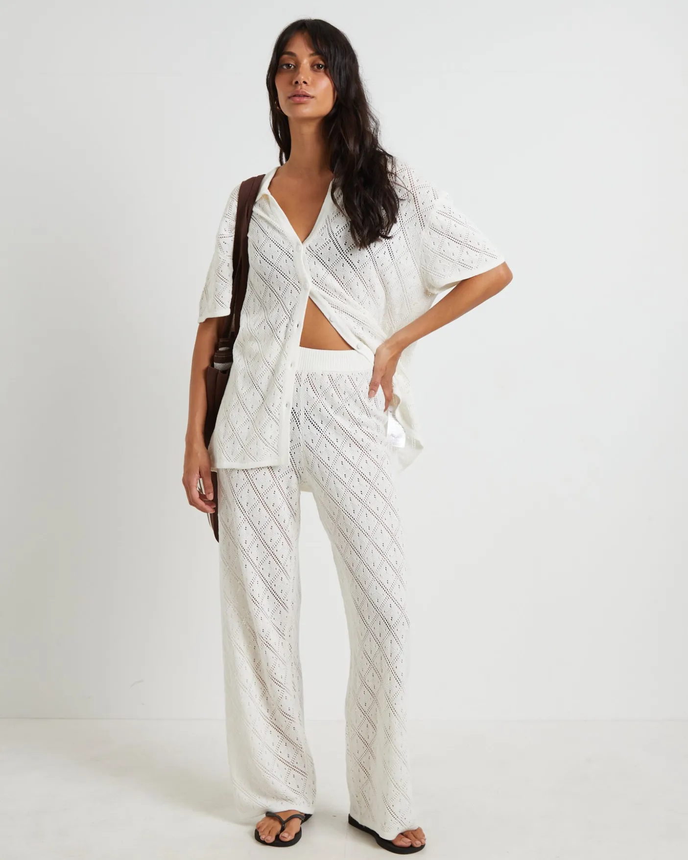 Lexi Crochet Pants in White