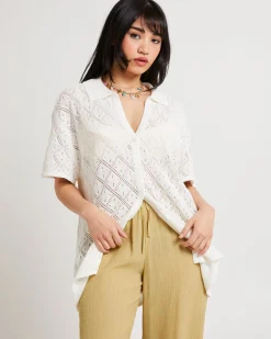 Lexi Crochet Shirt White