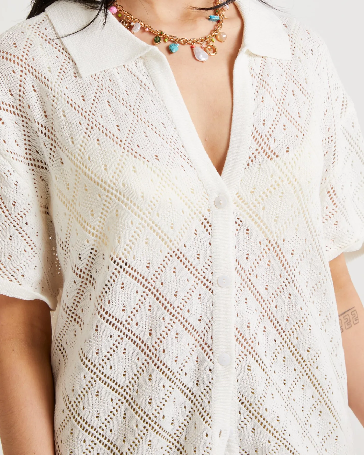 Lexi Crochet Shirt White