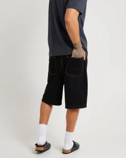 LIL C DENIM BAGGY SHORT WASHED BLACK