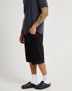 LIL C DENIM BAGGY SHORT WASHED BLACK