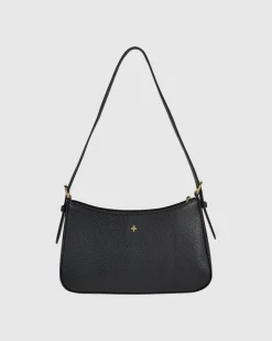 Lilu Shoulder Bag in Black Pebble Gold