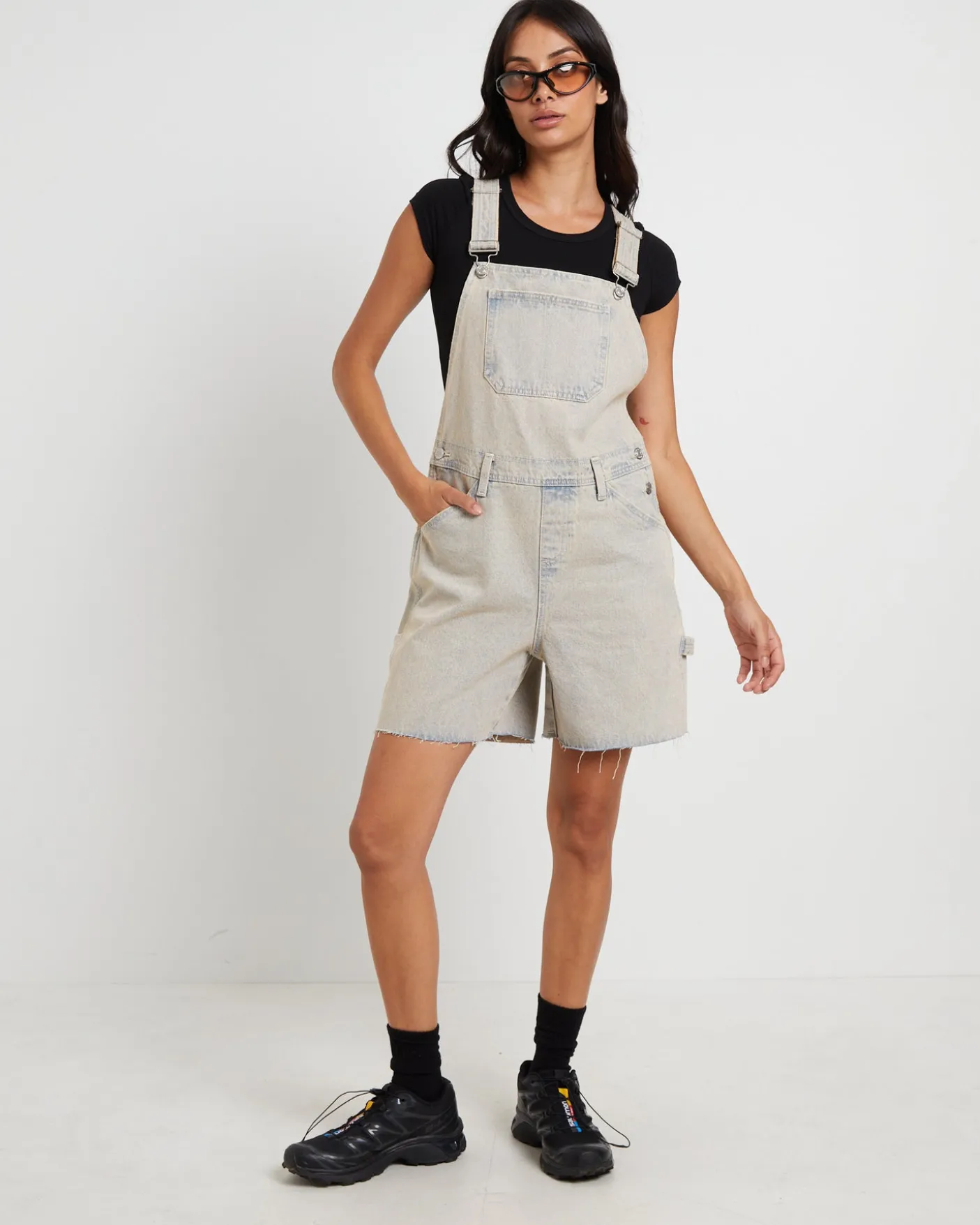 Longline Overdye Overalls in Peachy