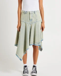 Lopez Handkerchief Hem Denim Skirt