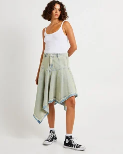 Lopez Handkerchief Hem Denim Skirt