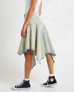 Lopez Handkerchief Hem Denim Skirt