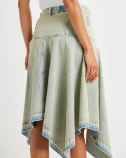 Lopez Handkerchief Hem Denim Skirt