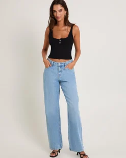 Low Slouched Denim Jeans Skyline Blue