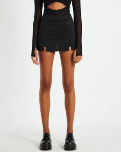 Lucia Double Slit Skort Black