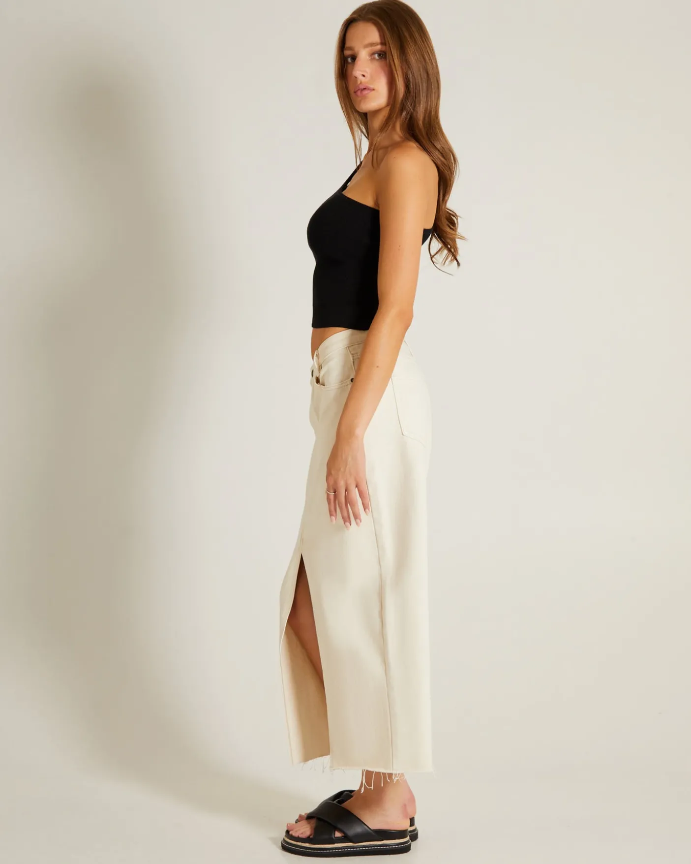 Luxe Knitted One Shoulder Top in Black