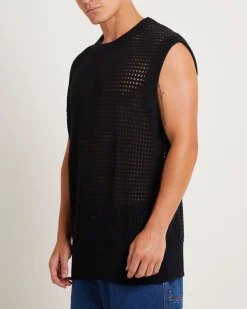 Lydo Net Knit Vest in Black