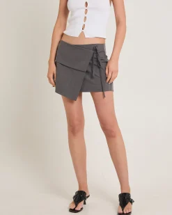 Maeve Tailored Wrap Mini Skirt