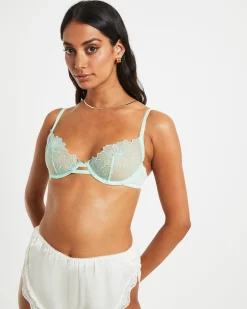 Maple Scallop Lace Cage Bra in Mint Green
