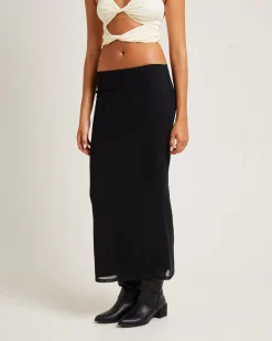 Marley Mesh Midi Skirt Black