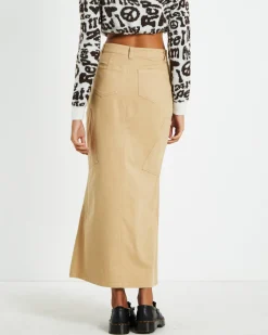Maxi Canvas Cargo Denim Skirt