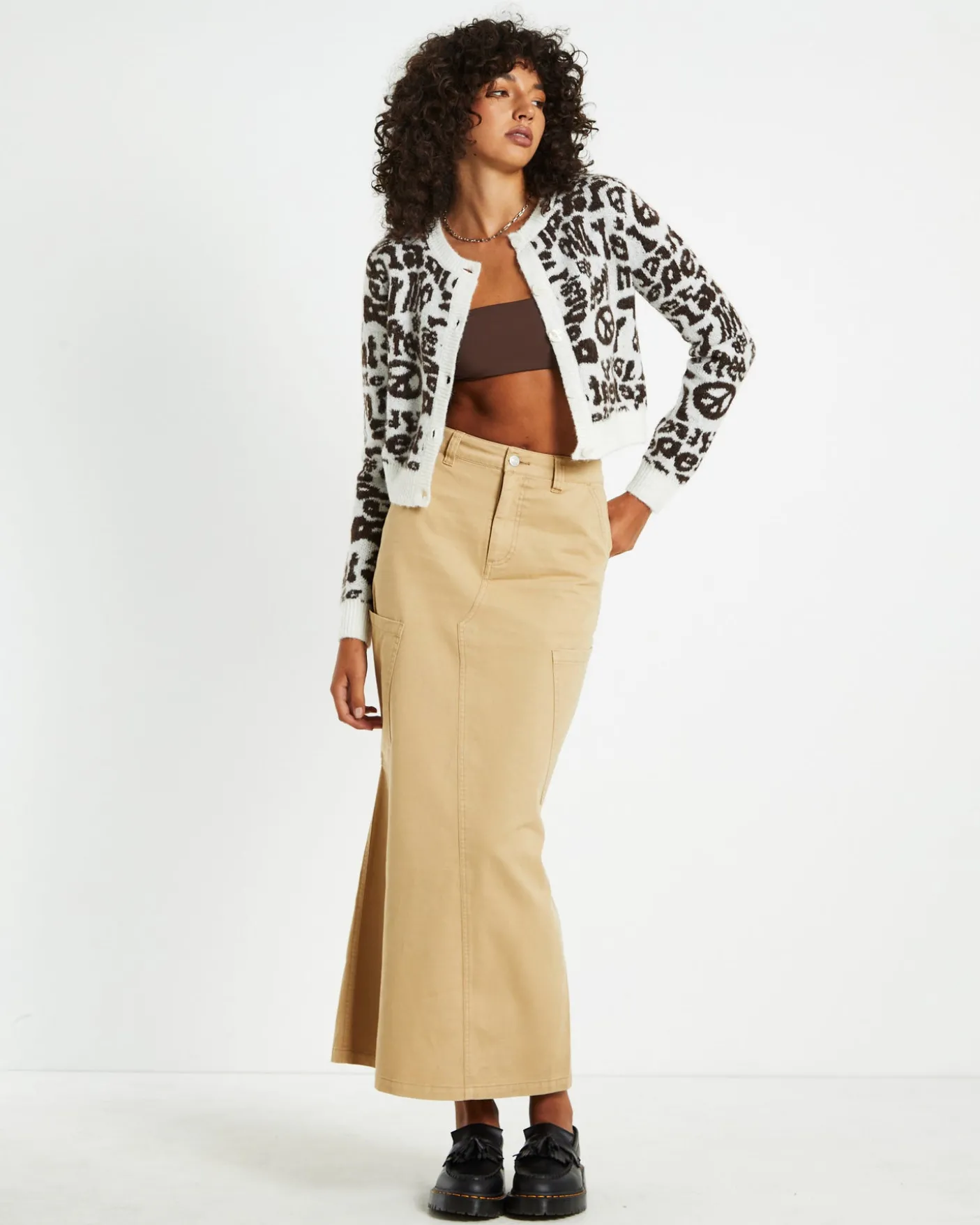 Maxi Canvas Cargo Denim Skirt