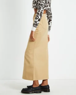 Maxi Canvas Cargo Denim Skirt