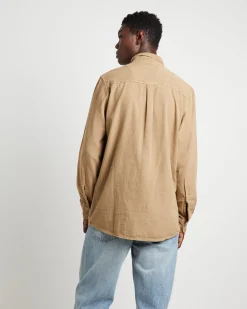 Men At Work Oxford Long Sleeve Shirt in Sand