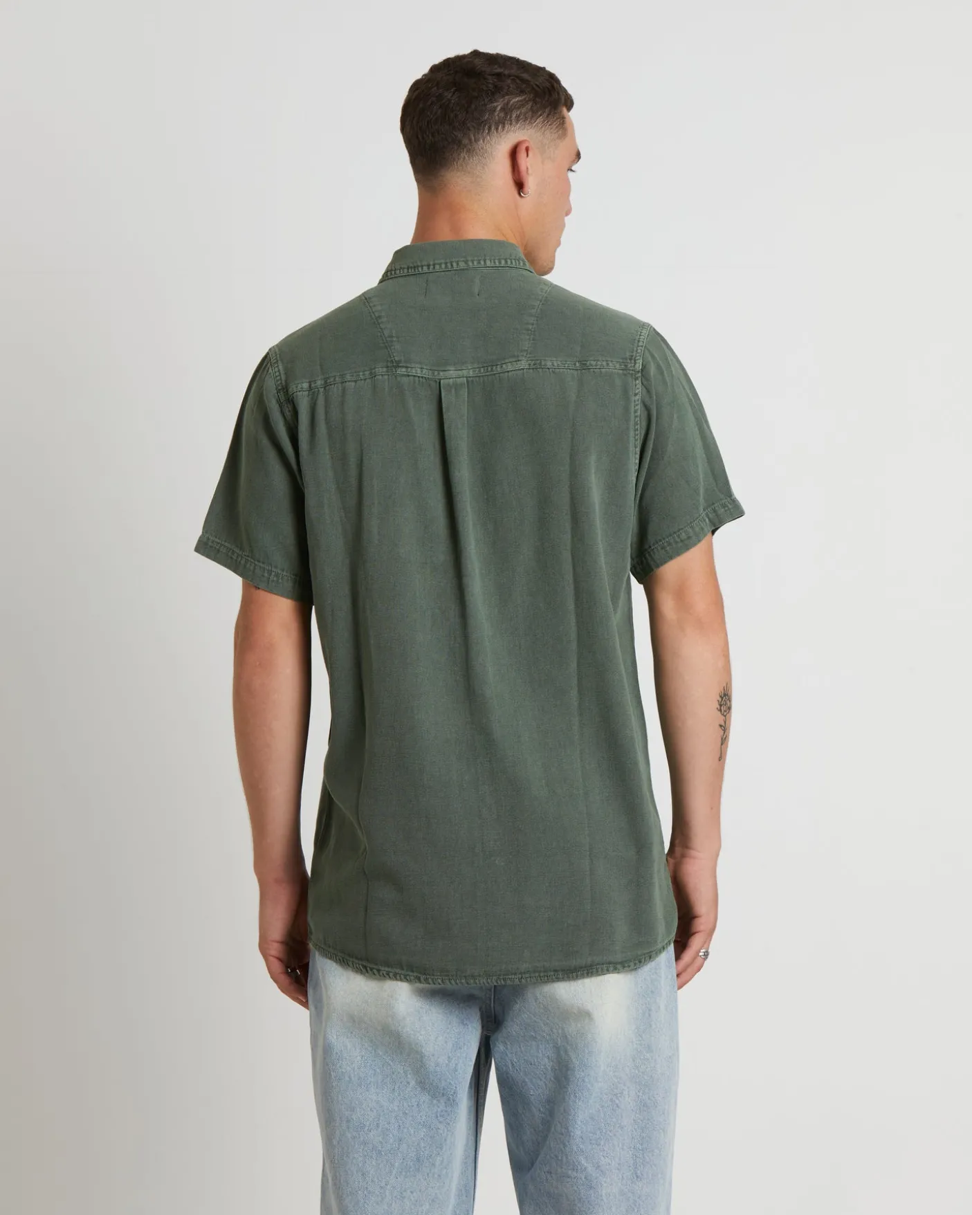 Men At Work Oxford Short Sleeve Shirt in Thyme Green