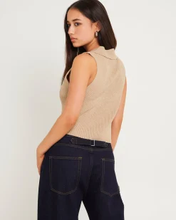 Meryl Ribbed Collar Knit Top