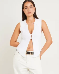 Meryl Ribbed Collar Knit Top