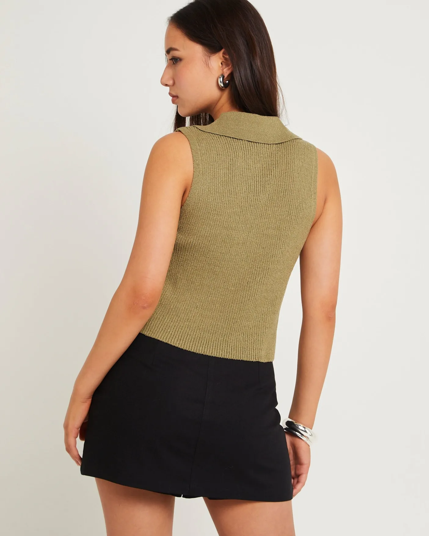 Meryl Ribbed Collar Knit Top