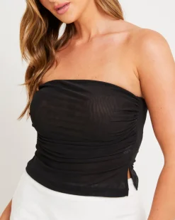 Mesh Asymmetric Bandeau Top