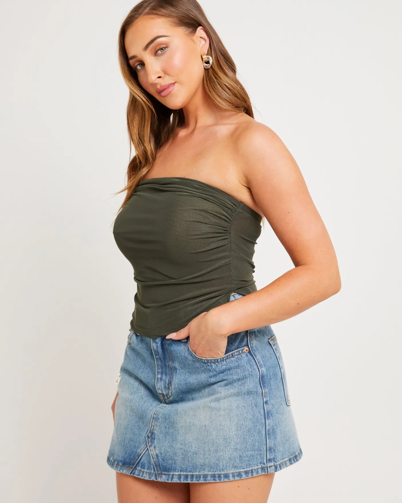Mesh Asymmetric Bandeau Top