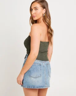 Mesh Asymmetric Bandeau Top