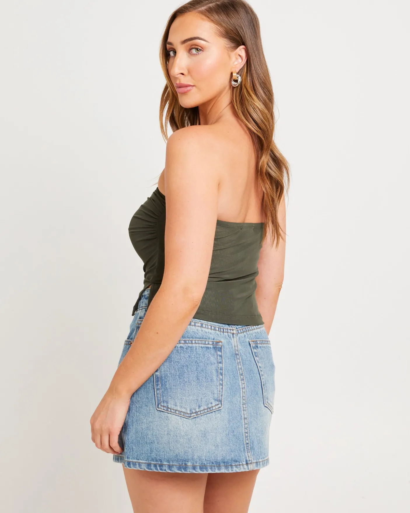 Mesh Asymmetric Bandeau Top
