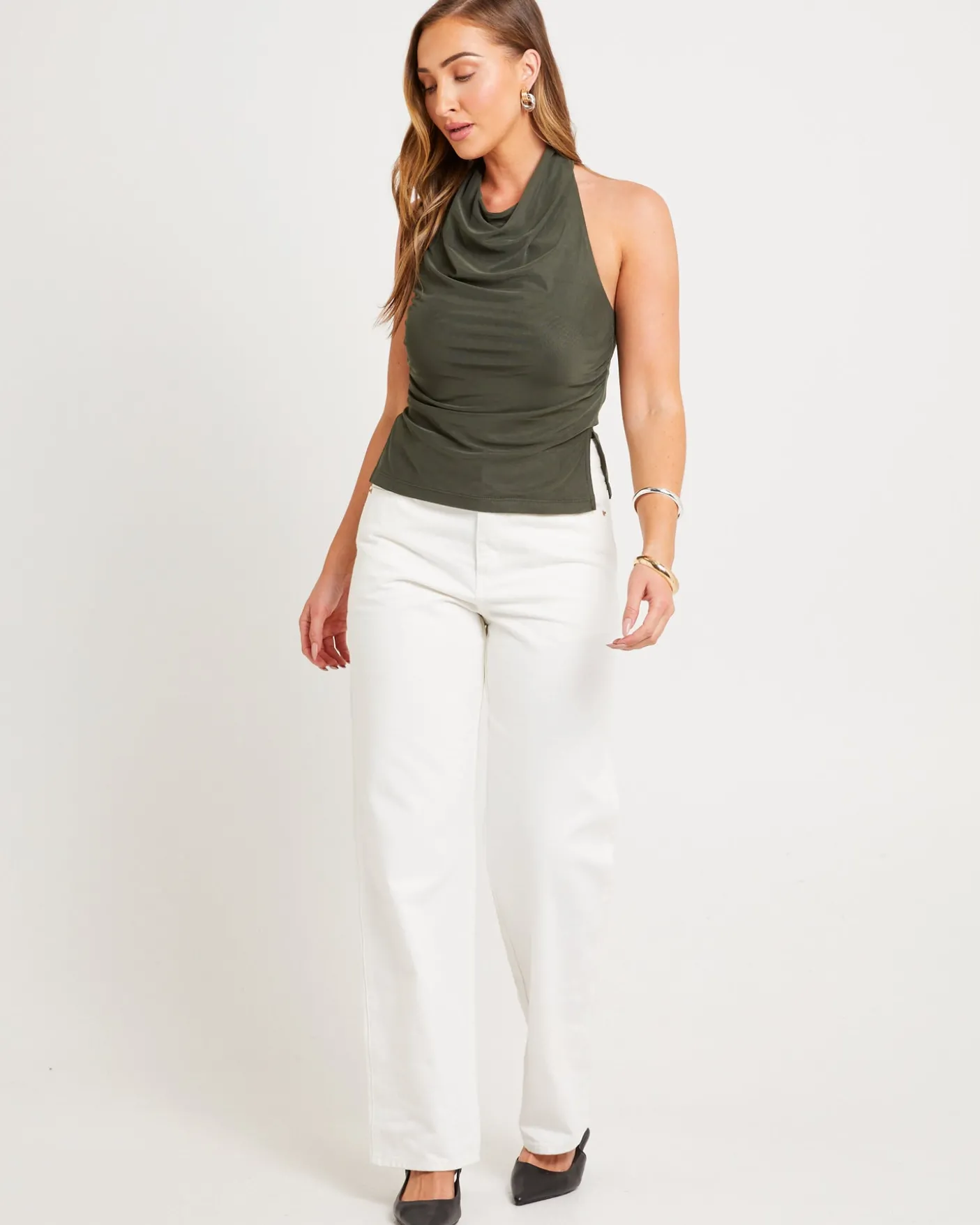 Mesh Halter High Neck Tank Top