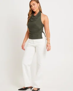 Mesh Halter High Neck Tank Top