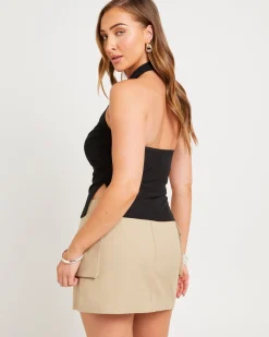 Mesh Halter High Neck Tank Top