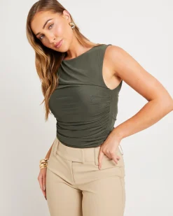 Mesh Ruched Tank Top