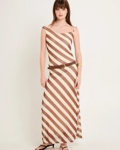 Mesh Stripe Maxi Dress