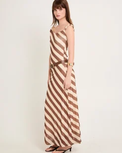 Mesh Stripe Maxi Dress