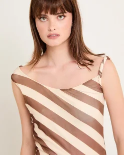 Mesh Stripe Maxi Dress