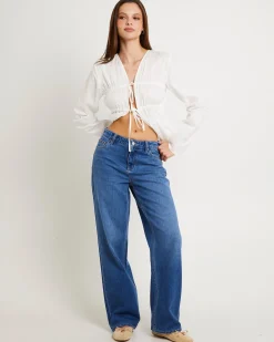 Mid Baggy Denim Jeans Arcadia Blue
